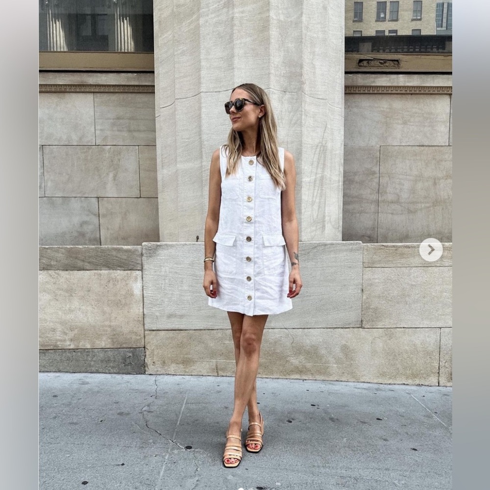 J.Crew White Linen Shift Dress Size M